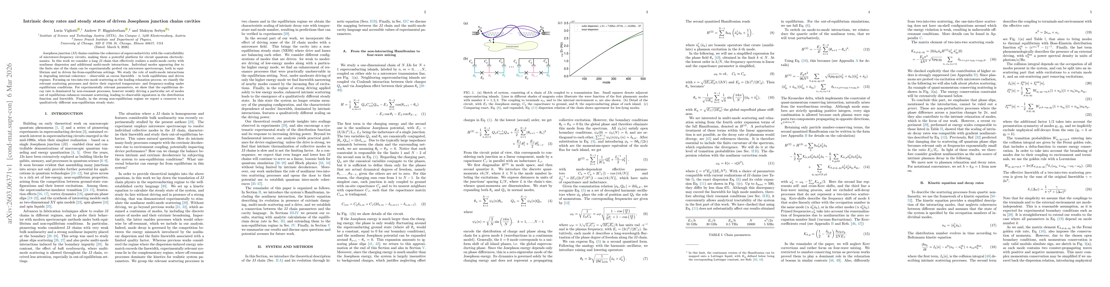 Thumbnail for Intrinsic decay rates and steady states of driven Josephson junction chains cavities