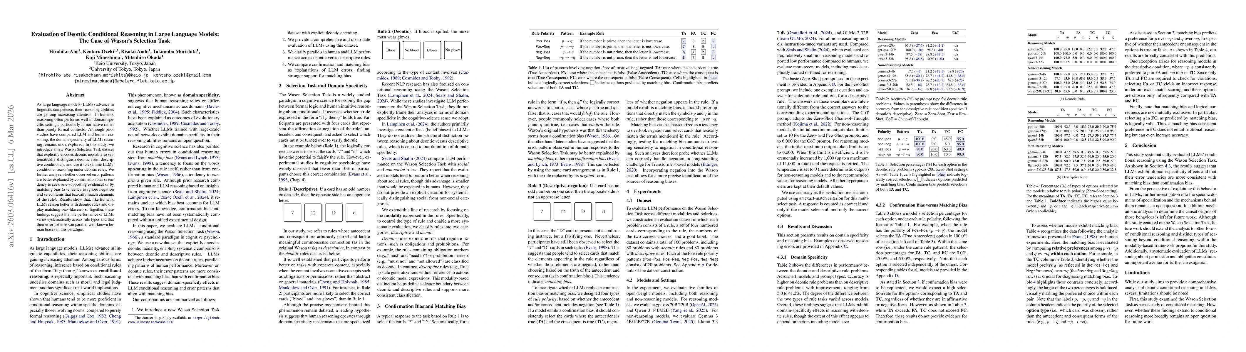 Thumbnail for Evaluation of Deontic Conditional Reasoning in Large Language Models: The Case of Wason's Selection Task