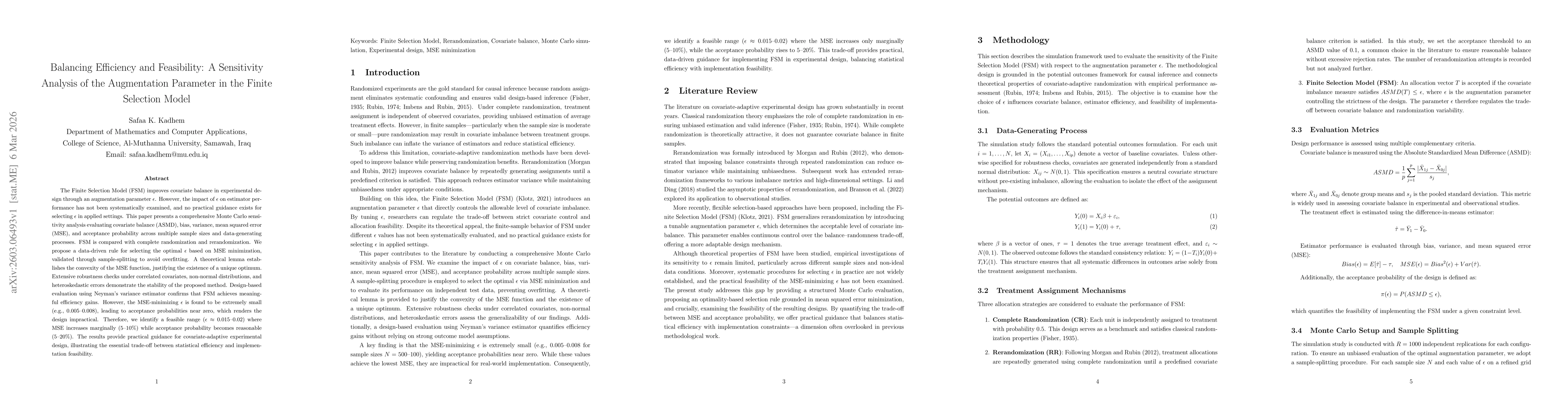 Thumbnail for Balancing Efficiency and Feasibility: A Sensitivity Analysis of the Augmentation Parameter in the Finite Selection Model