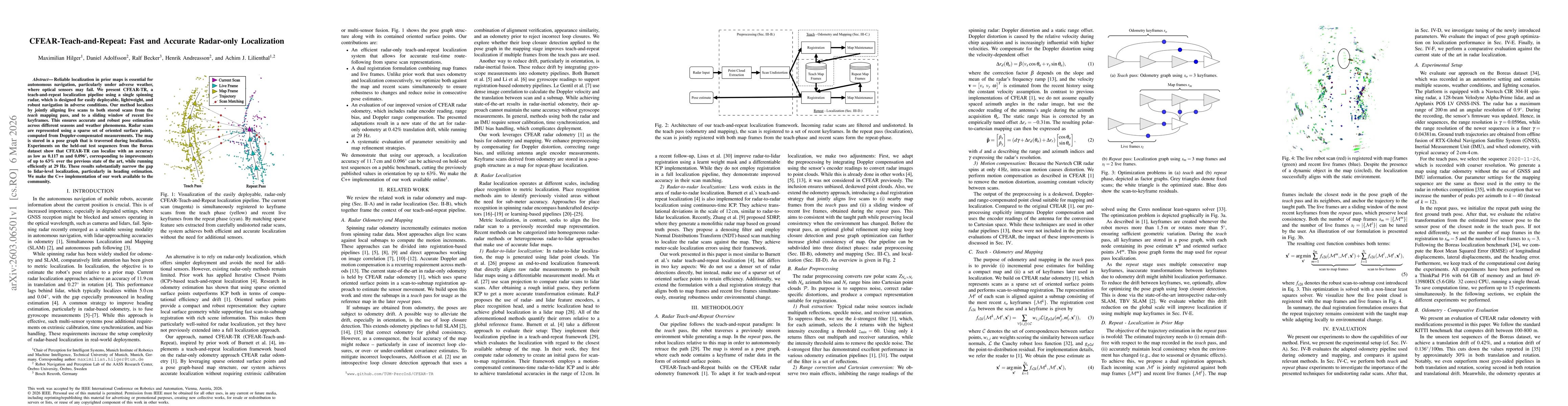 Thumbnail for CFEAR-Teach-and-Repeat: Fast and Accurate Radar-only Localization