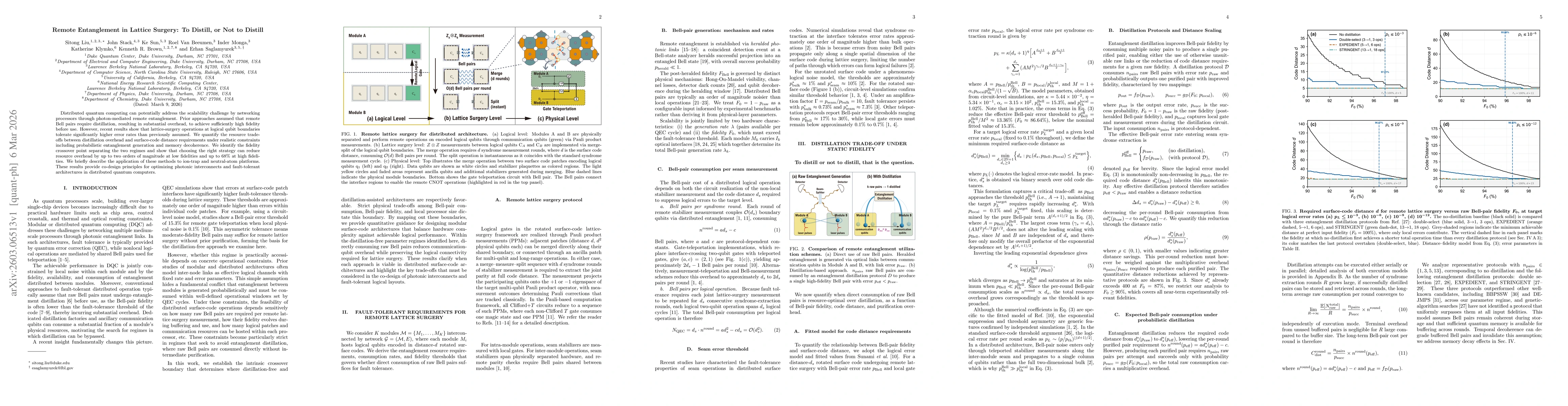 Thumbnail for Remote Entanglement in Lattice Surgery: To Distill, or Not to Distill