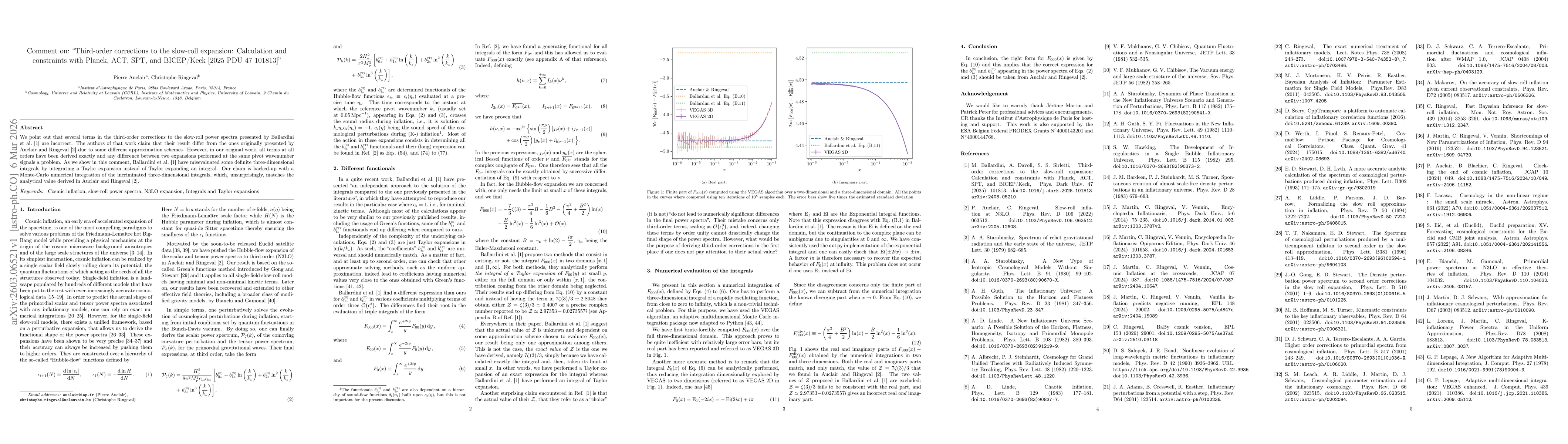 Thumbnail for Comment on: "Third-order corrections to the slow-roll expansion: Calculation and constraints with Planck, ACT, SPT, and BICEP/Keck [2025 PDU 47 101813]"