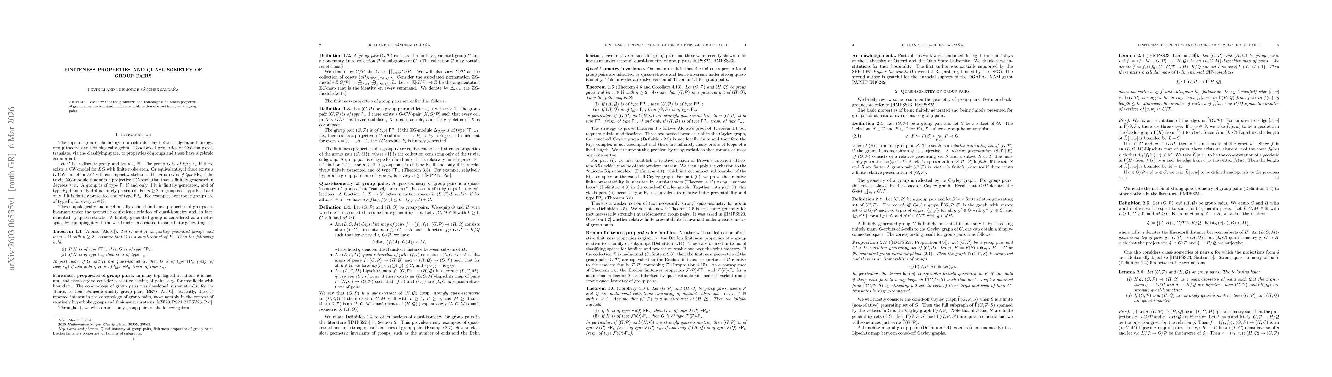 Thumbnail for Finiteness properties and quasi-isometry of group pairs