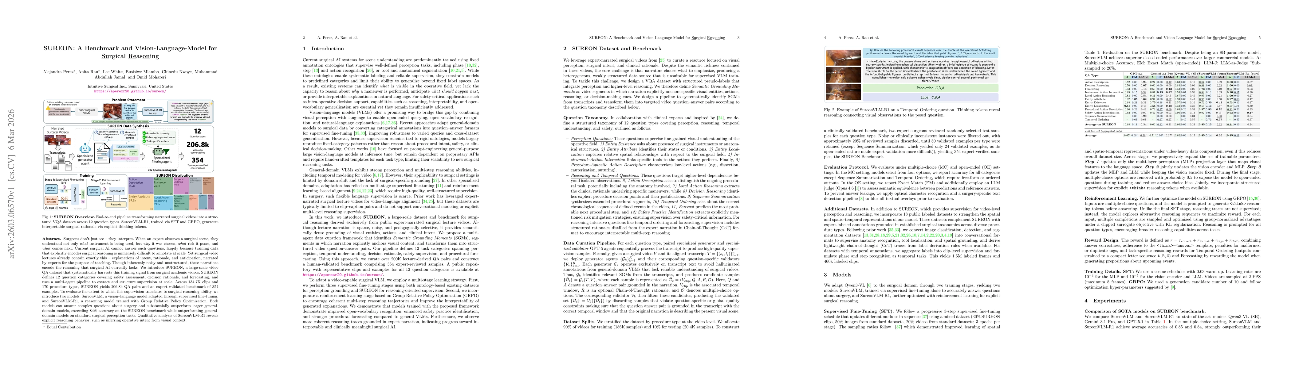 Thumbnail for SUREON: A Benchmark and Vision-Language-Model for Surgical Reasoning