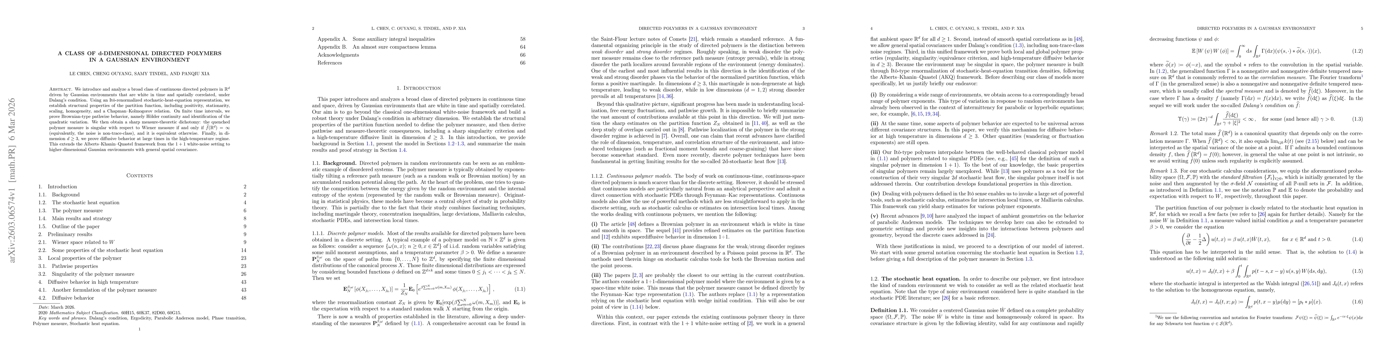 Thumbnail for A class of d-dimensional directed polymers in a Gaussian environment