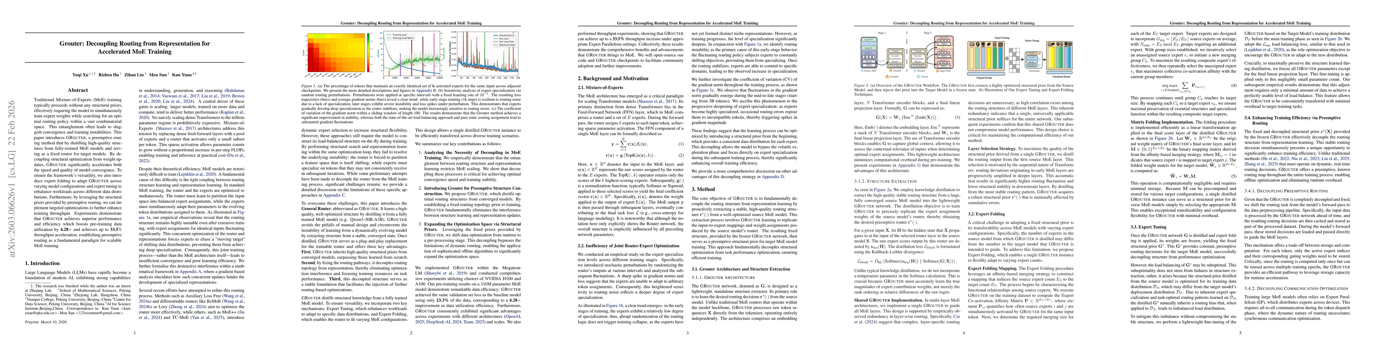 Thumbnail for Grouter: Decoupling Routing from Representation for Accelerated MoE Training