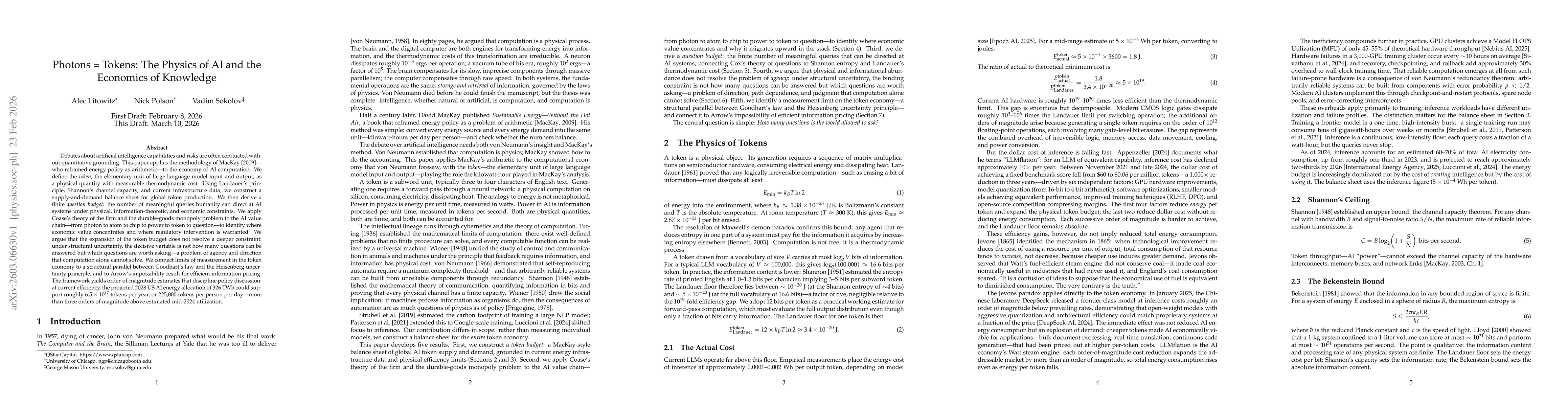 Thumbnail for Photons = Tokens: The Physics of AI and the Economics of Knowledge