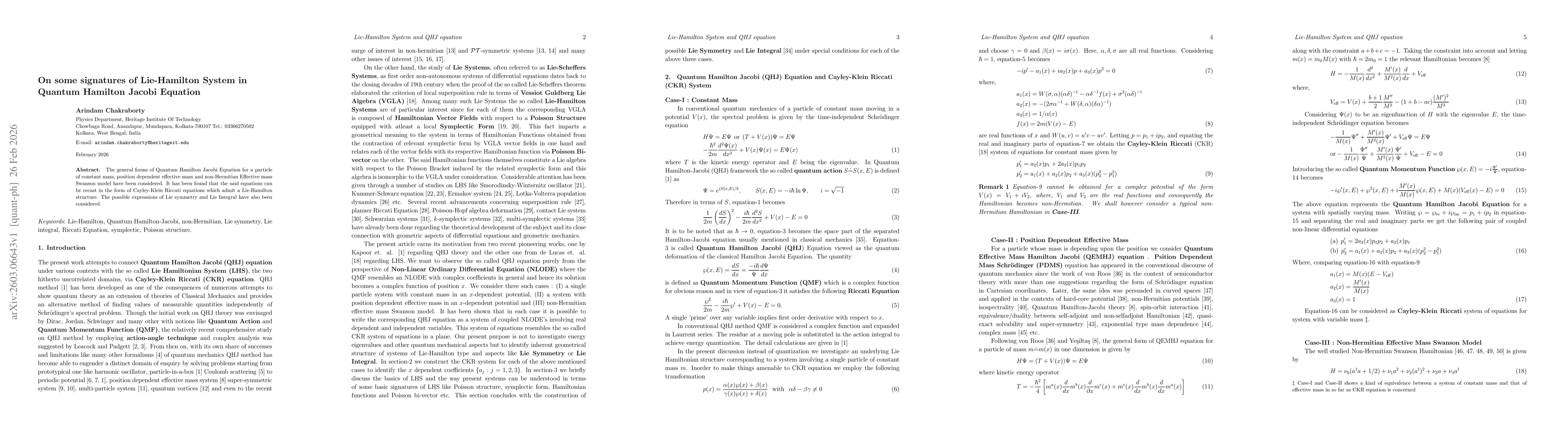 Thumbnail for On some signatures of Lie-Hamilton System in Quantum Hamilton Jacobi Equation