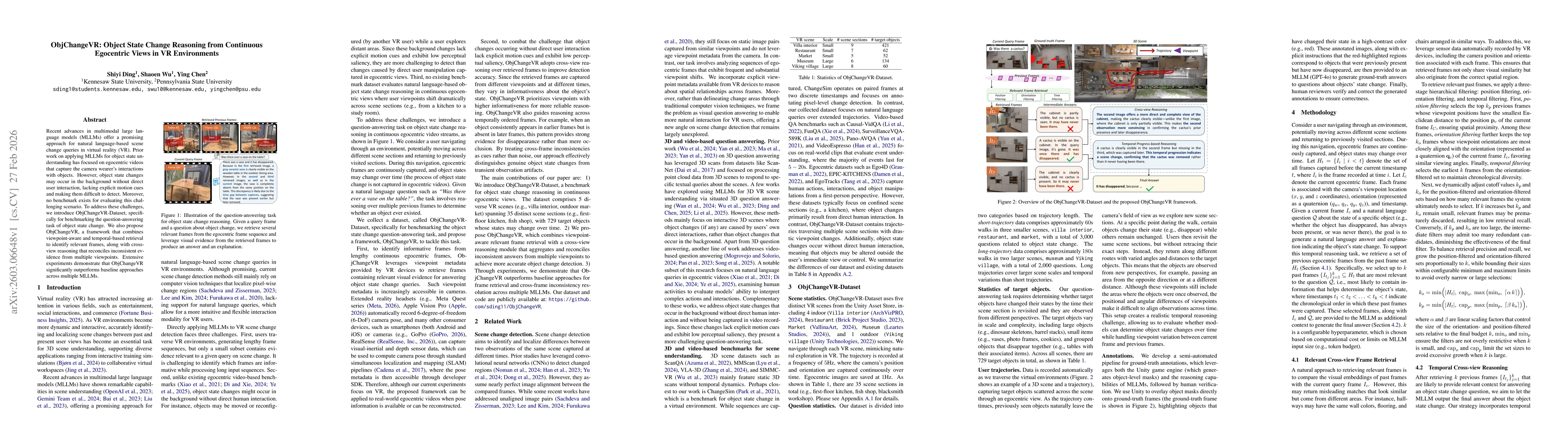 Thumbnail for ObjChangeVR: Object State Change Reasoning from Continuous Egocentric Views in VR Environments