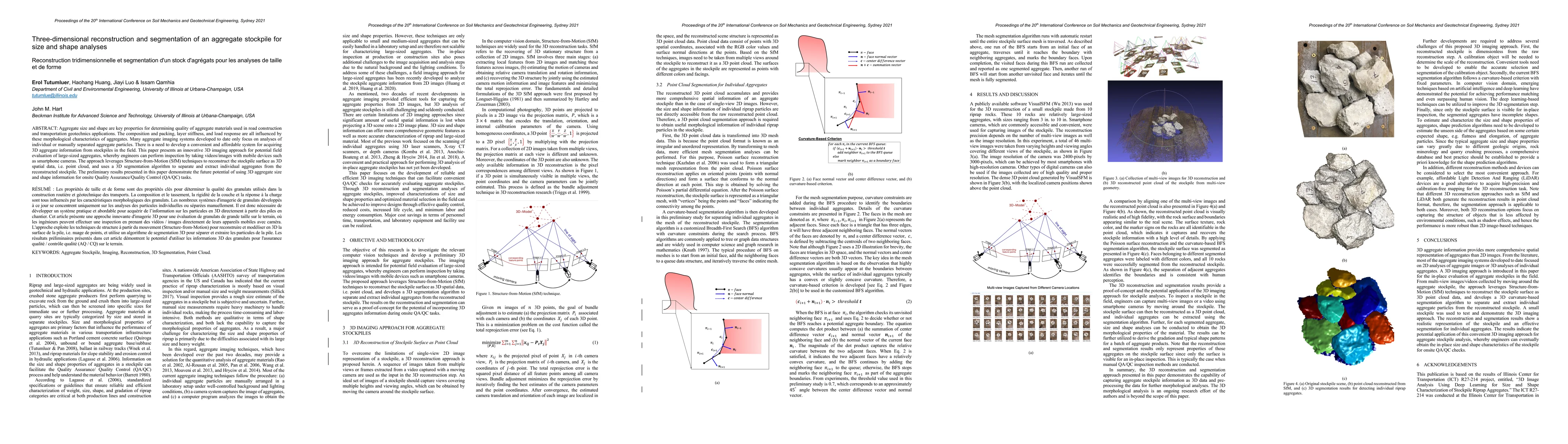 Thumbnail for Three-dimensional reconstruction and segmentation of an aggregate stockpile for size and shape analyses