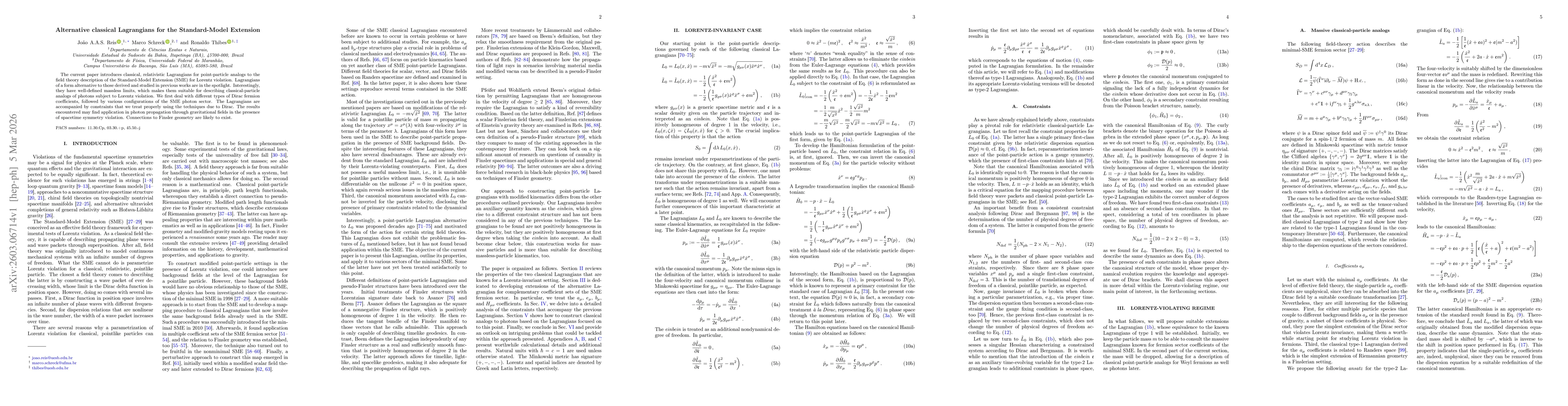 Thumbnail for Alternative classical Lagrangians for the Standard-Model Extension