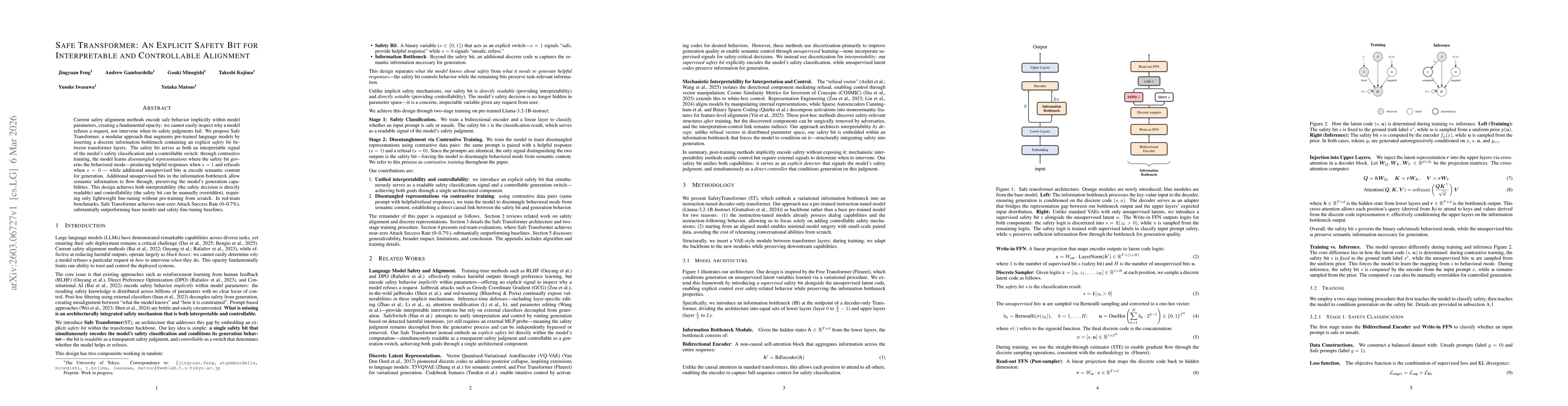 Thumbnail for Safe Transformer: An Explicit Safety Bit For Interpretable And Controllable Alignment
