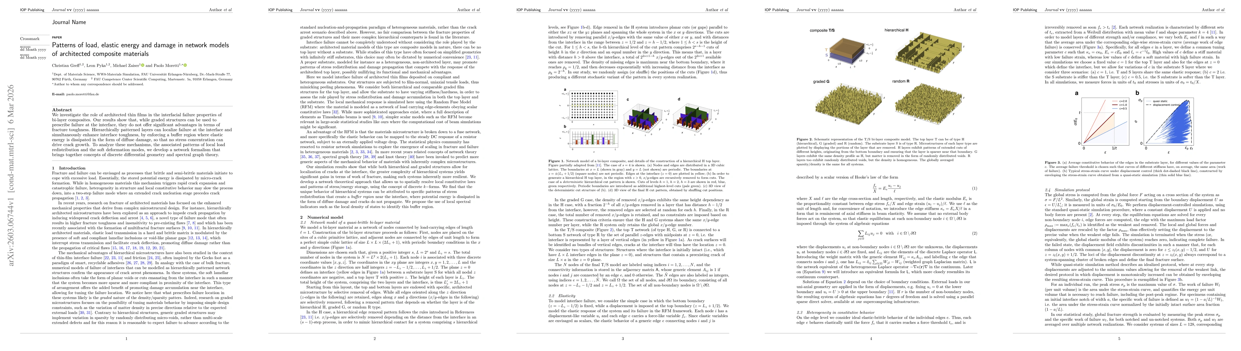 Thumbnail for Patterns of load, elastic energy and damage in network models of architected composite materials