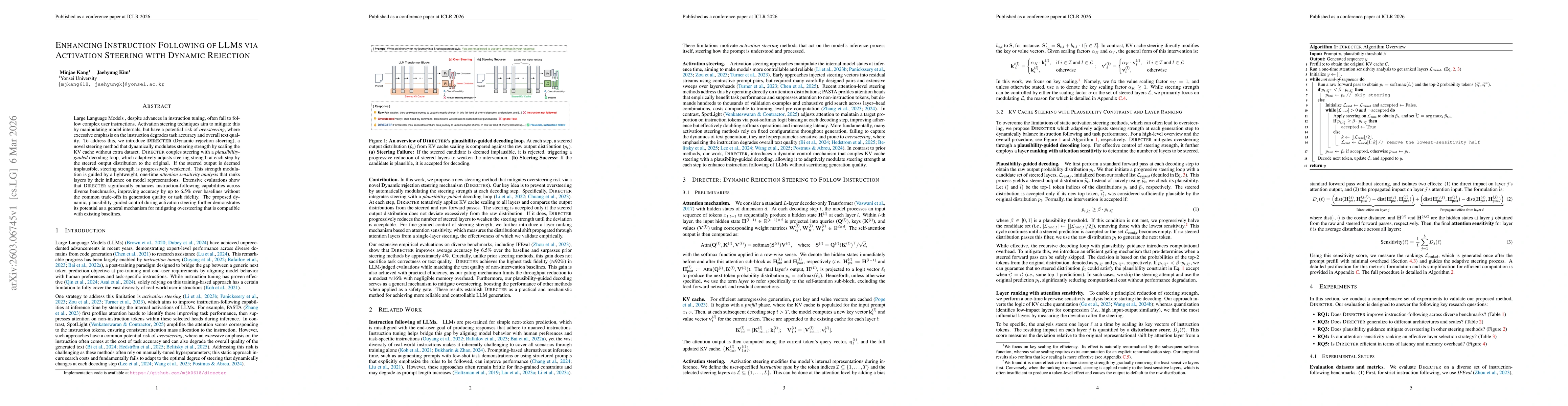 Thumbnail for Enhancing Instruction Following of LLMs via Activation Steering with Dynamic Rejection
