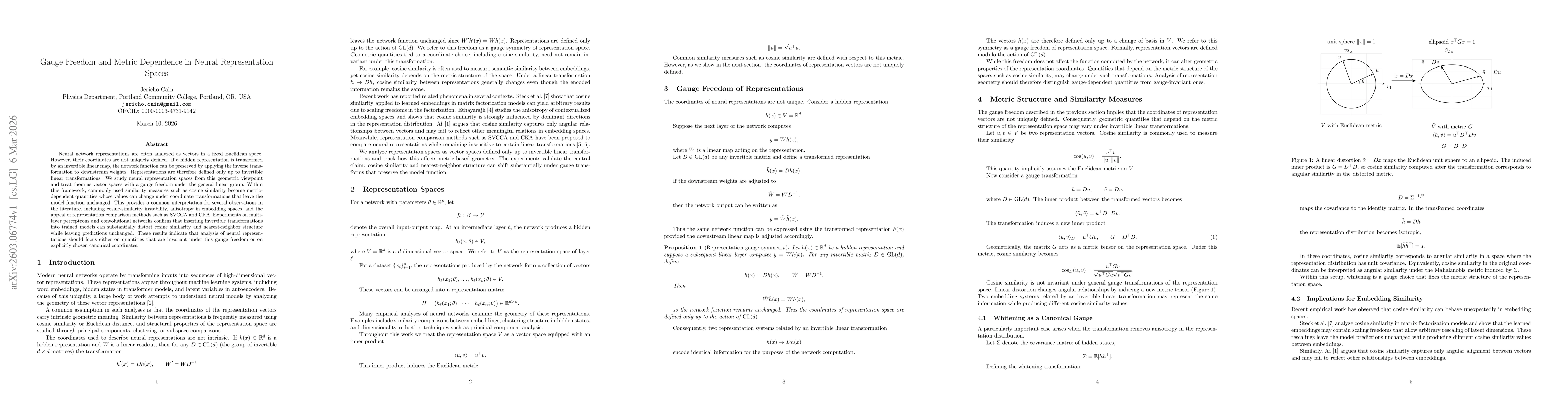 Thumbnail for Gauge Freedom and Metric Dependence in Neural Representation Spaces