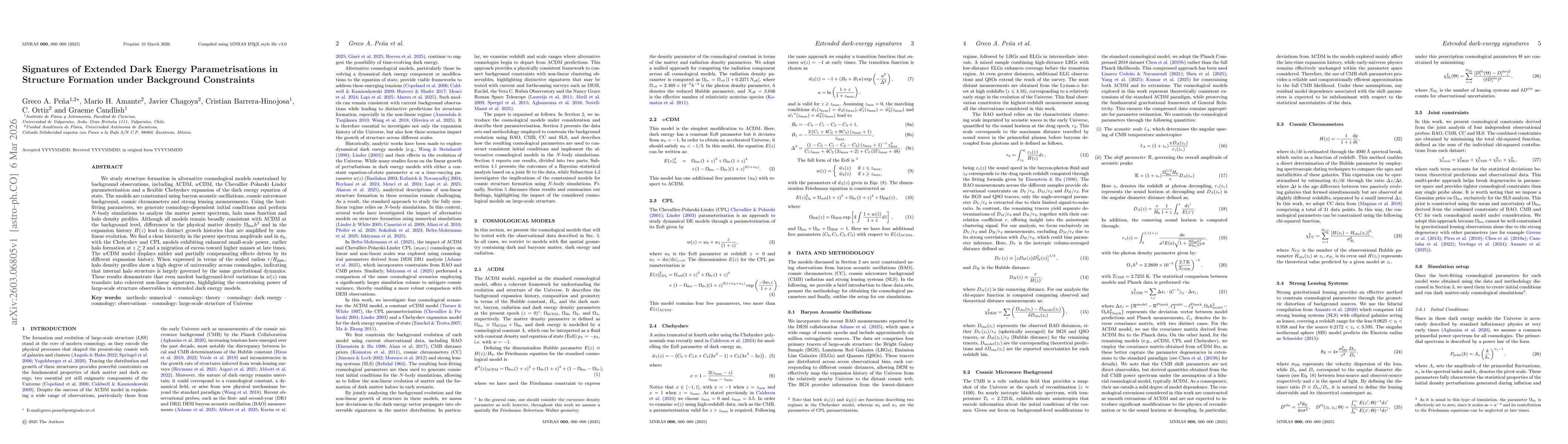 Thumbnail for Signatures of Extended Dark Energy Parametrisations in Structure Formation under Background Constraints