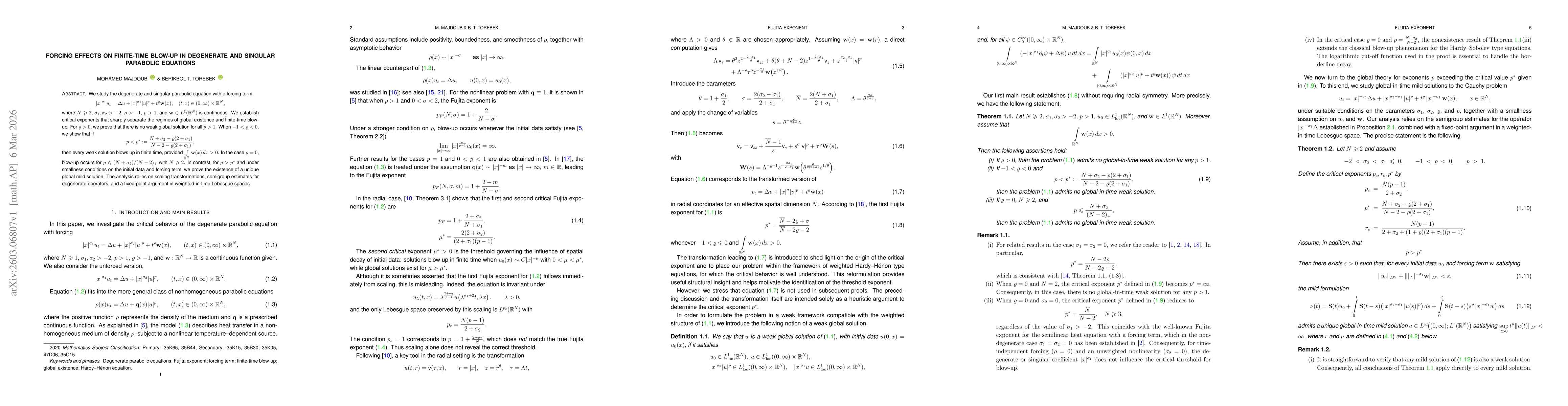 Thumbnail for Forcing Effects on Finite-Time Blow-Up in Degenerate and Singular Parabolic Equations
