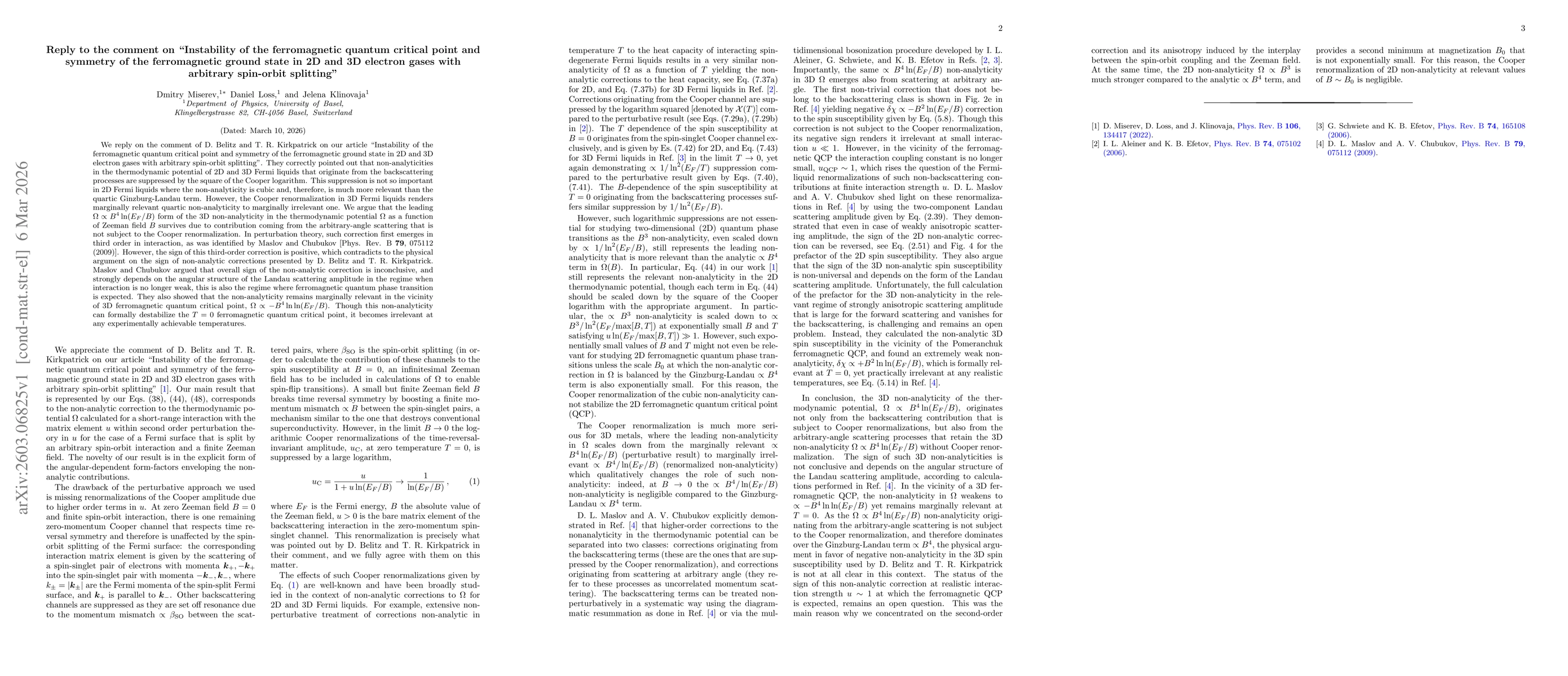 Thumbnail for Reply to the comment on "Instability of the ferromagnetic quantum critical point and symmetry of the ferromagnetic ground state in 2D and 3D electron gases with arbitrary spin-orbit splitting''