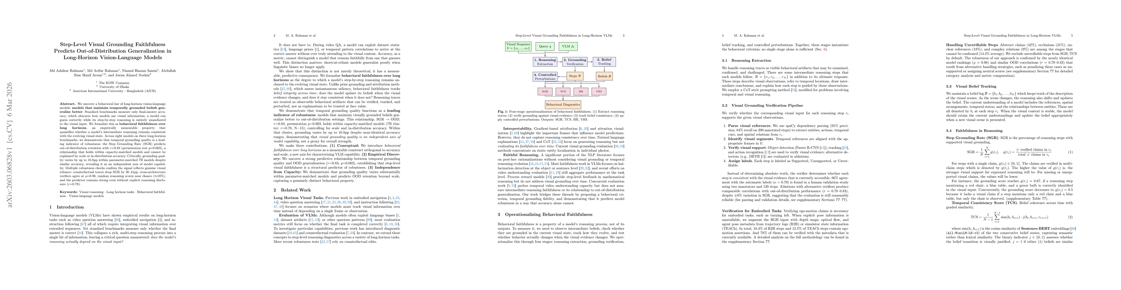 Thumbnail for Step-Level Visual Grounding Faithfulness Predicts Out-of-Distribution Generalization in Long-Horizon Vision-Language Models