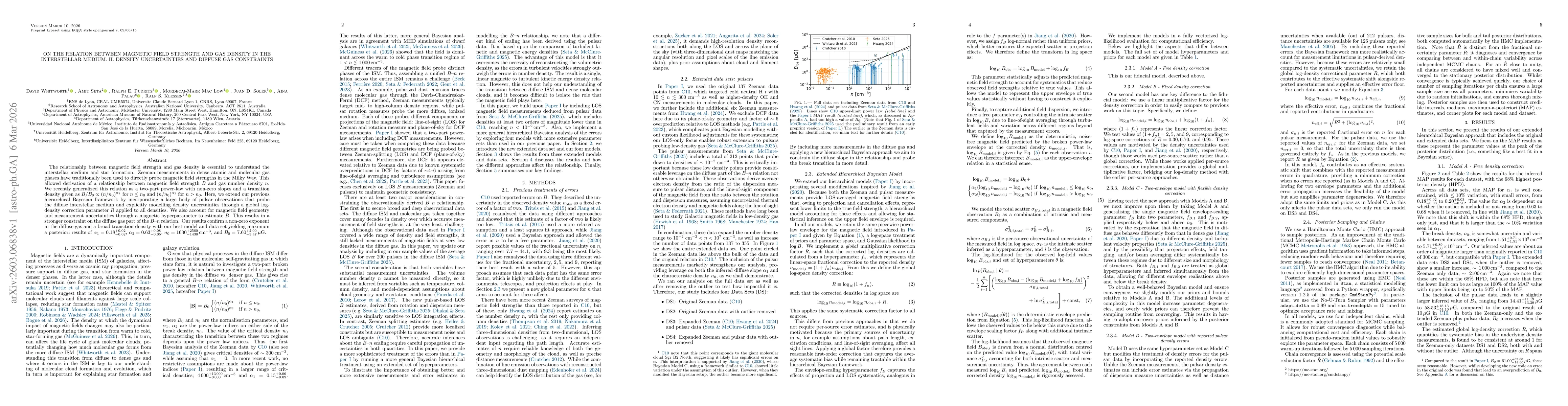 Thumbnail for On the relation between magnetic field strength and gas density in the interstellar medium. II. Density uncertainties and diffuse gas constraints