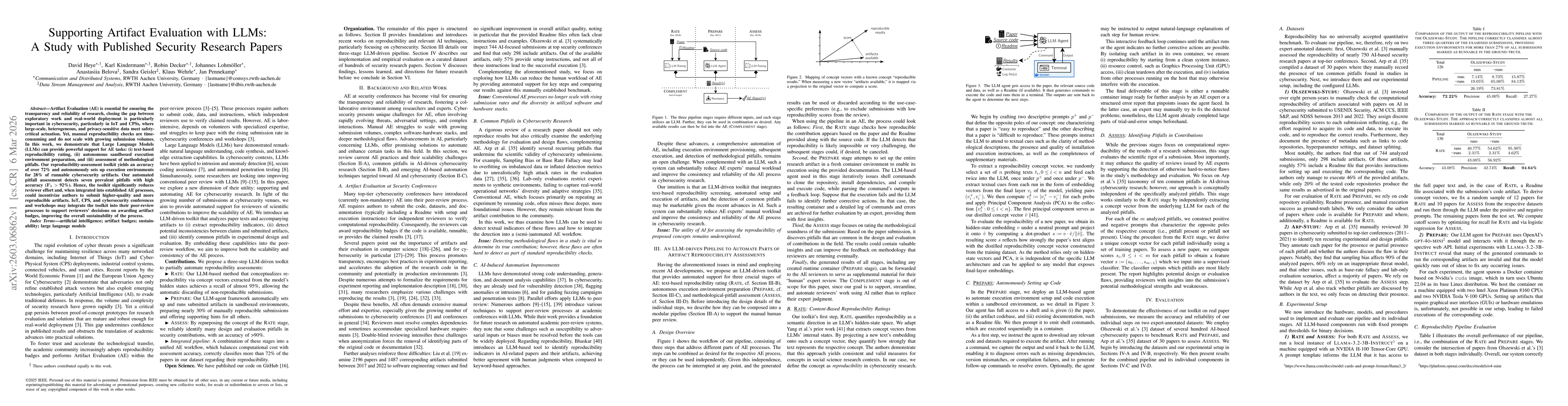 Thumbnail for Supporting Artifact Evaluation with LLMs: A Study with Published Security Research Papers