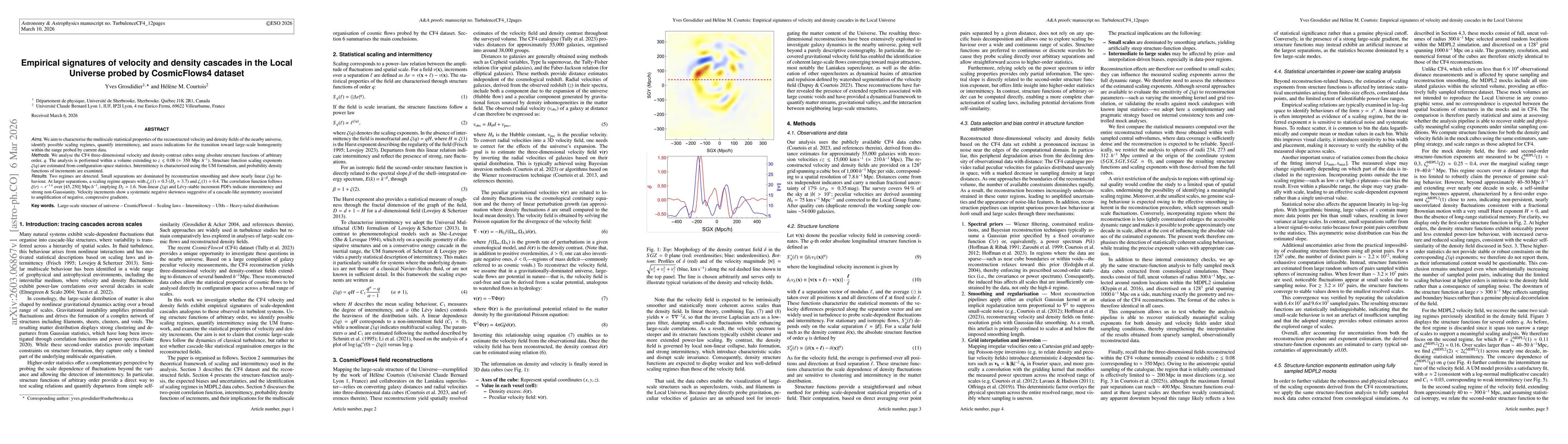 Thumbnail for Empirical signatures of velocity and density cascades in the Local Universe probed by CosmicFlows4 dataset