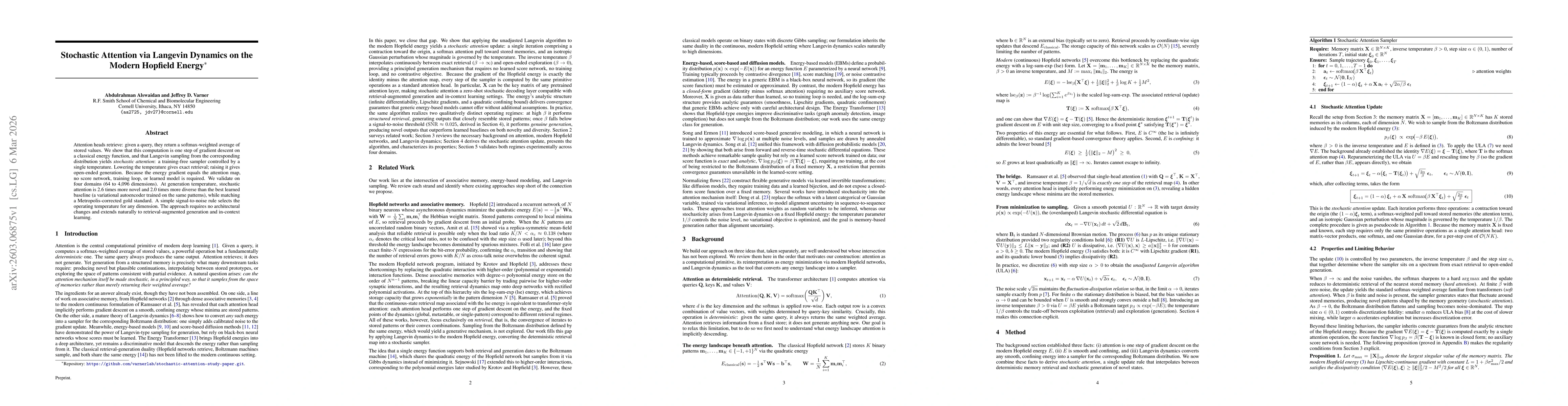 Thumbnail for Stochastic Attention via Langevin Dynamics on the Modern Hopfield Energy
