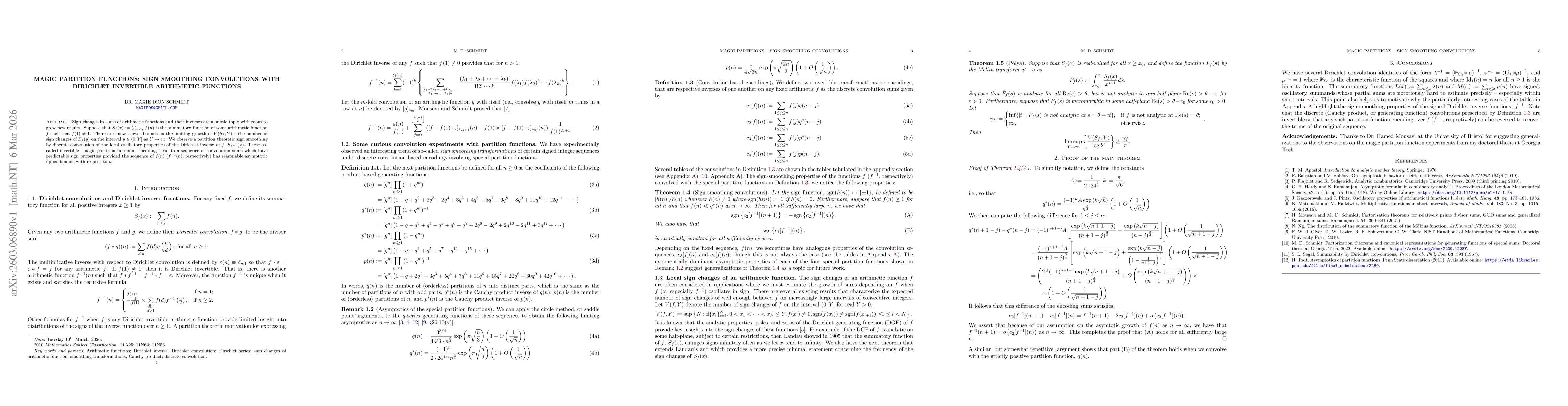 Thumbnail for Magic partition functions: Sign smoothing convolutions with Dirichlet invertible arithmetic functions