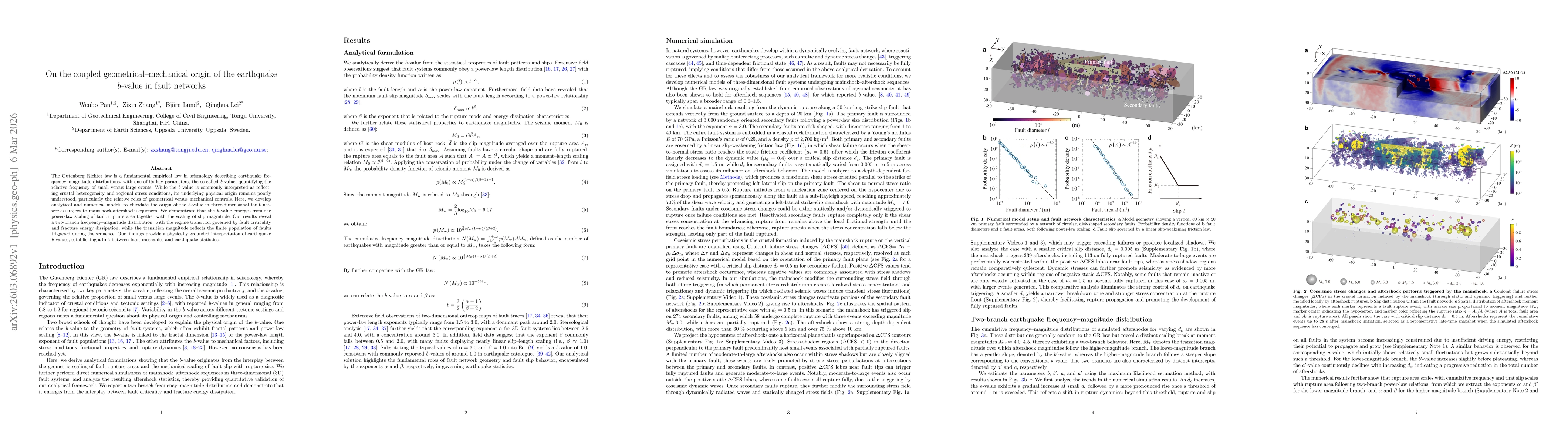 Thumbnail for On the coupled geometrical-mechanical origin of the earthquake b-value in fault networks
