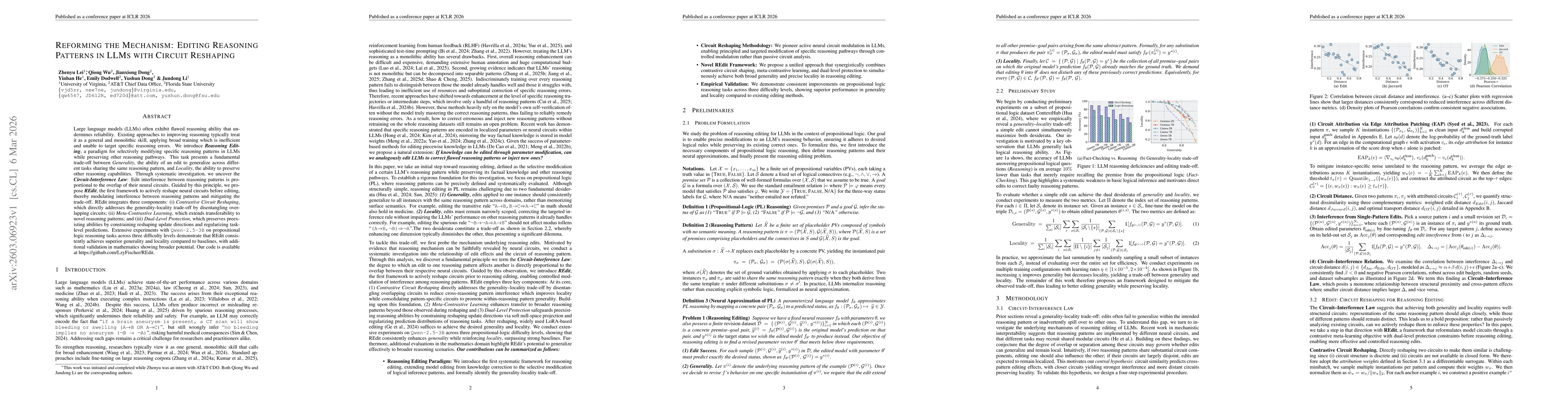 Thumbnail for Reforming the Mechanism: Editing Reasoning Patterns in LLMs with Circuit Reshaping