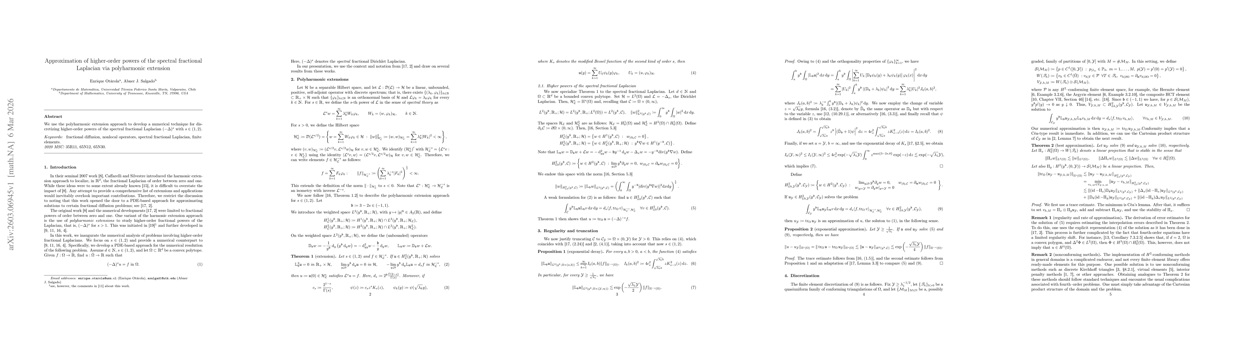Thumbnail for Approximation of higher-order powers of the spectral fractional Laplacian via polyharmonic extension
