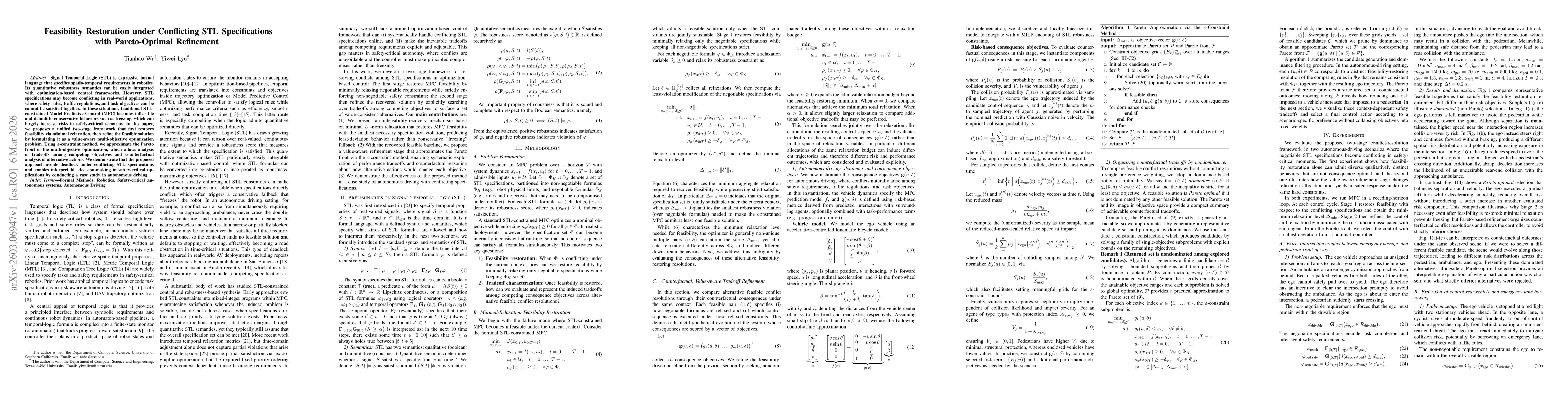 Thumbnail for Feasibility Restoration under Conflicting STL Specifications with Pareto-Optimal Refinement