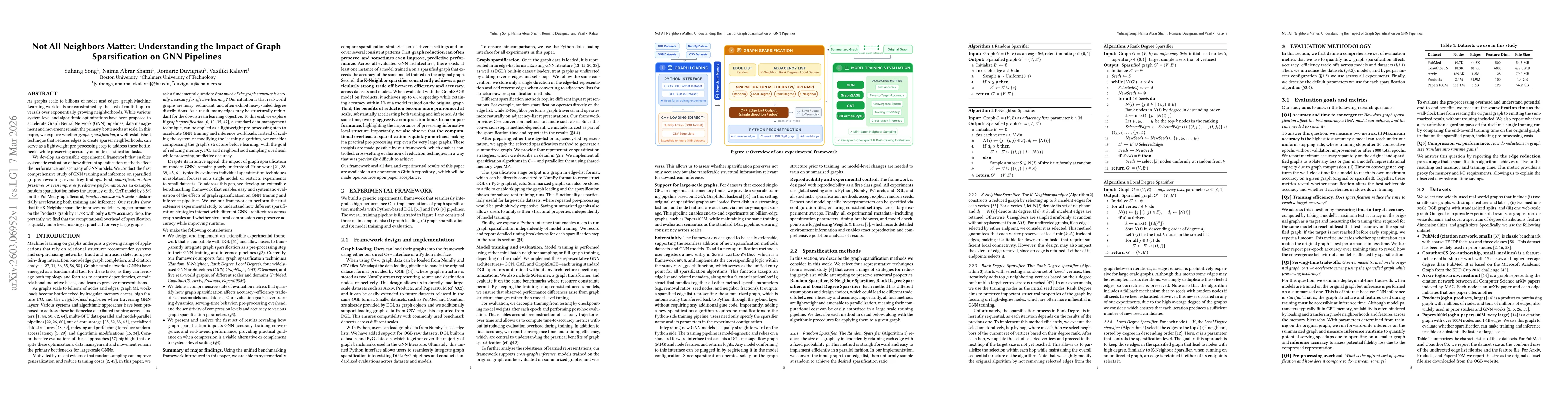 Thumbnail for Not All Neighbors Matter: Understanding the Impact of Graph Sparsification on GNN Pipelines