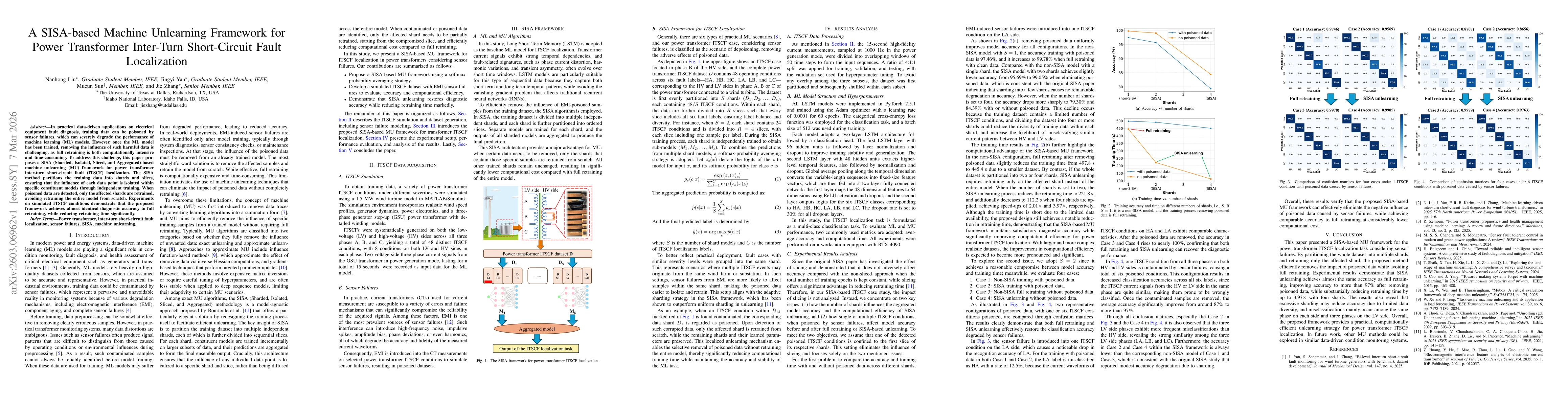 Thumbnail for A SISA-based Machine Unlearning Framework for Power Transformer Inter-Turn Short-Circuit Fault Localization