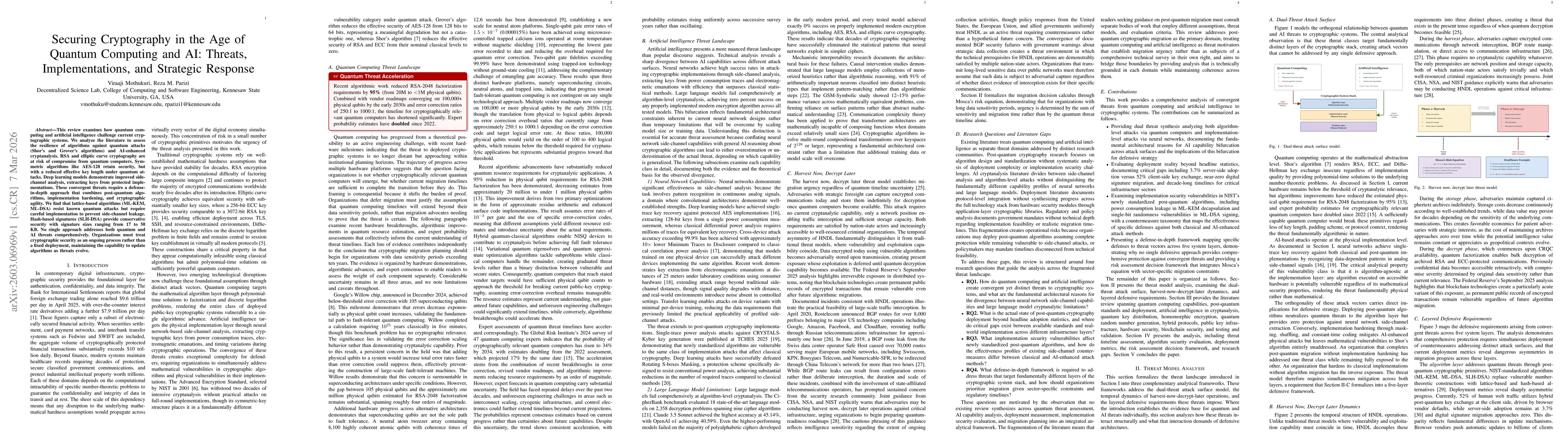 Thumbnail for Securing Cryptography in the Age of Quantum Computing and AI: Threats, Implementations, and Strategic Response