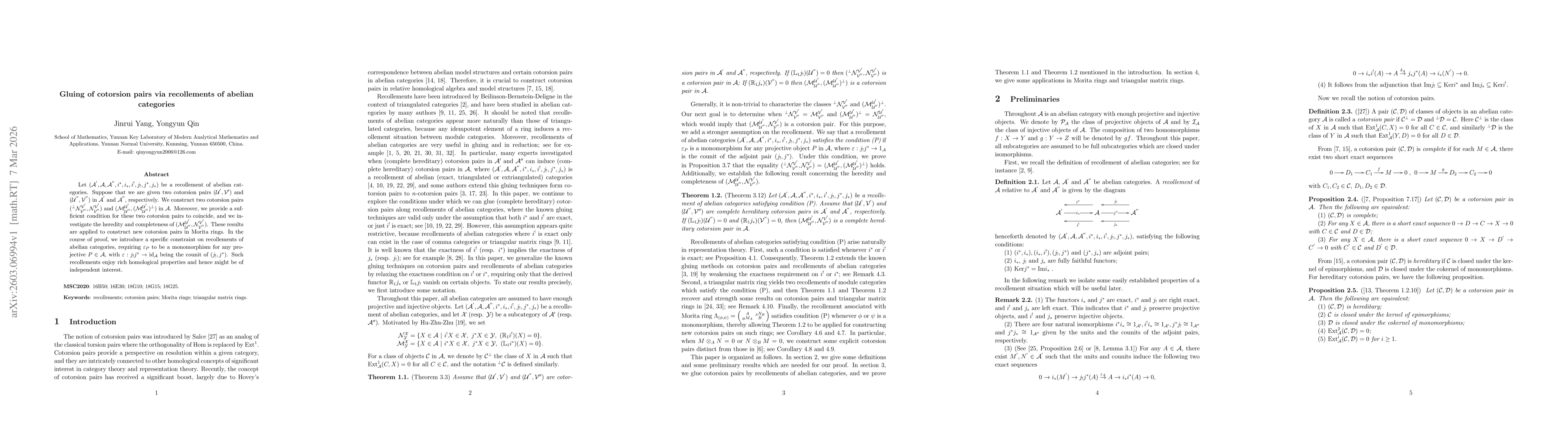 Thumbnail for Gluing of cotorsion pairs via recollements of abelian categories