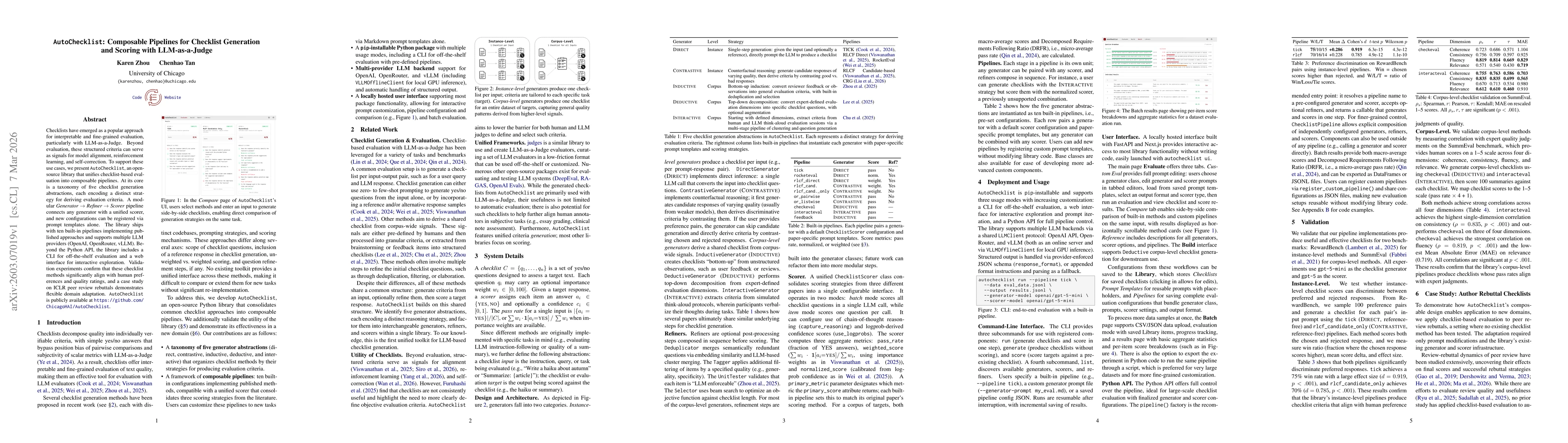 Thumbnail for AutoChecklist: Composable Pipelines for Checklist Generation and Scoring with LLM-as-a-Judge
