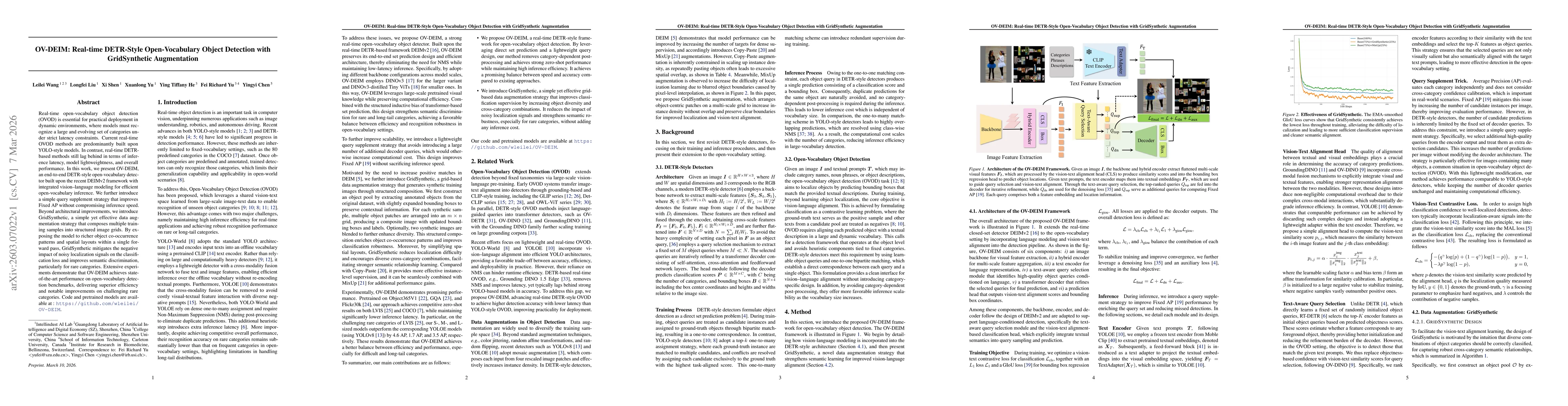 Thumbnail for OV-DEIM: Real-time DETR-Style Open-Vocabulary Object Detection with GridSynthetic Augmentation