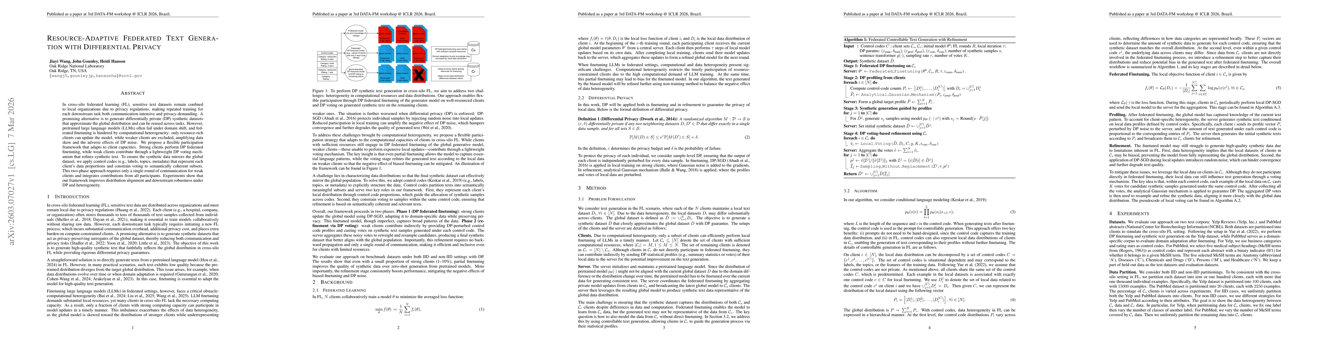 Thumbnail for Resource-Adaptive Federated Text Generation with Differential Privacy