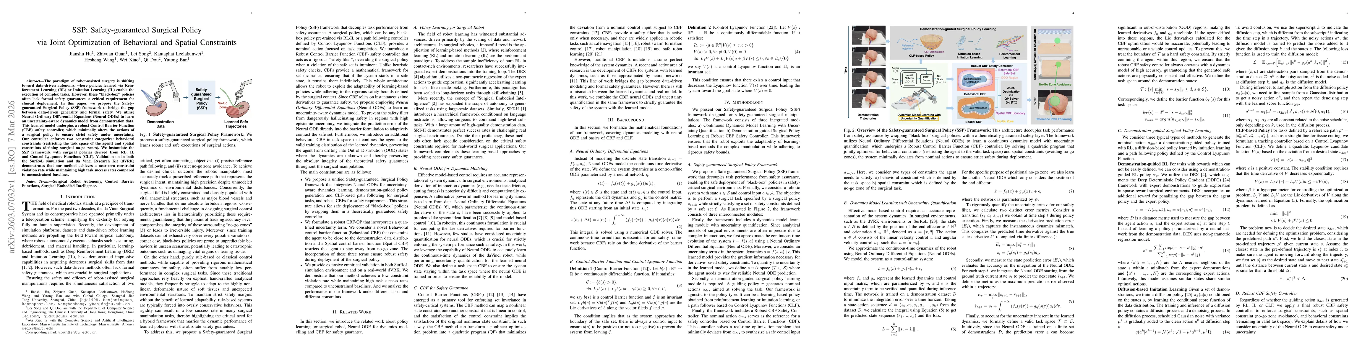 Thumbnail for SSP: Safety-guaranteed Surgical Policy via Joint Optimization of Behavioral and Spatial Constraints