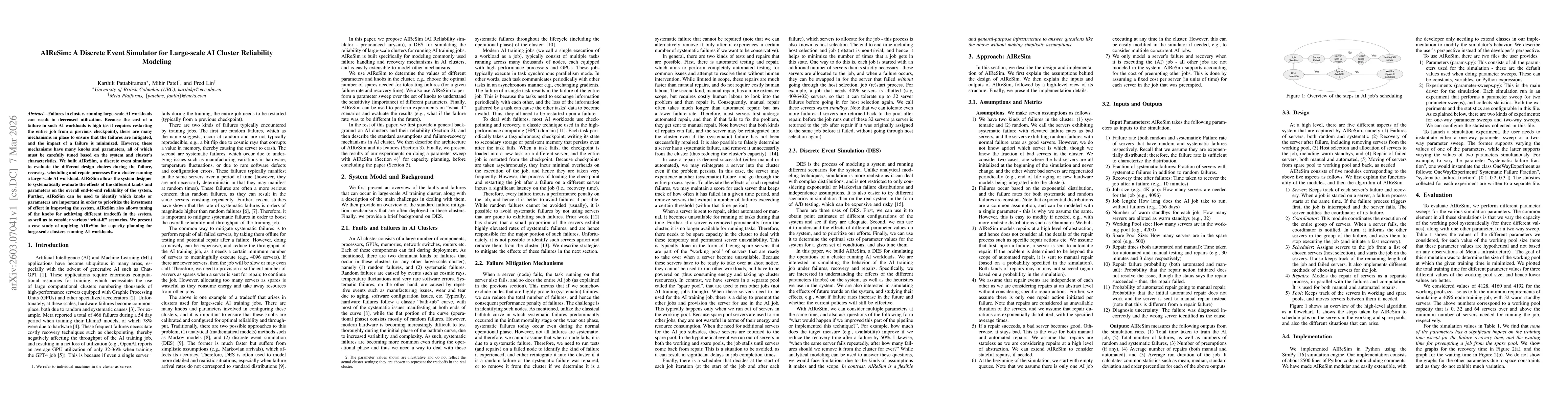 Thumbnail for AIReSim: A Discrete Event Simulator for Large-scale AI Cluster Reliability Modeling