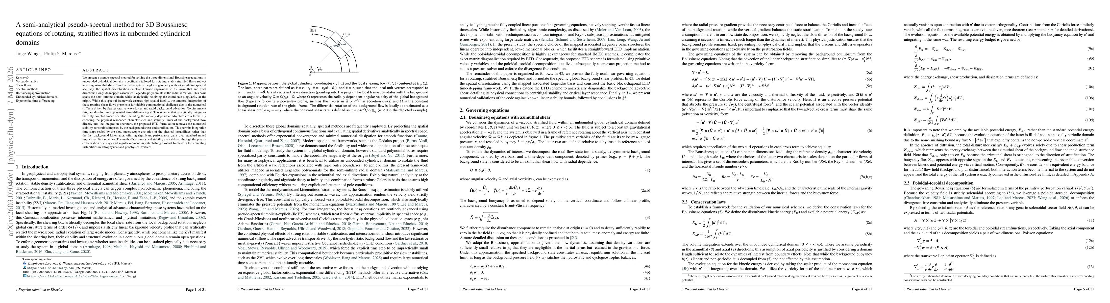 Thumbnail for A semi-analytical pseudo-spectral method for 3D Boussinesq equations of rotating, stratified flows in unbounded cylindrical domains