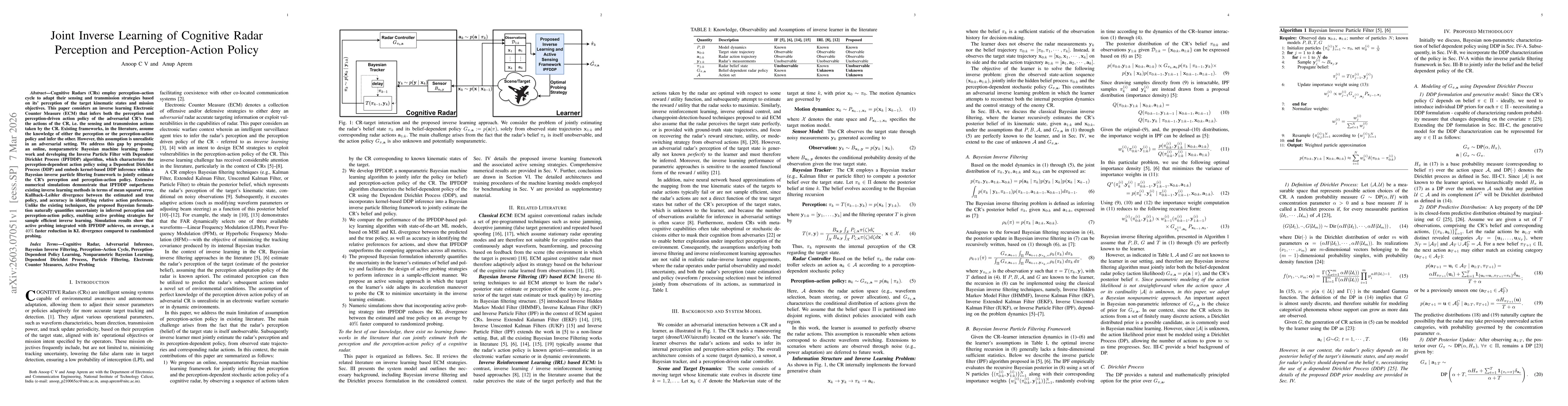 Thumbnail for Joint Inverse Learning of Cognitive Radar Perception and Perception-Action Policy