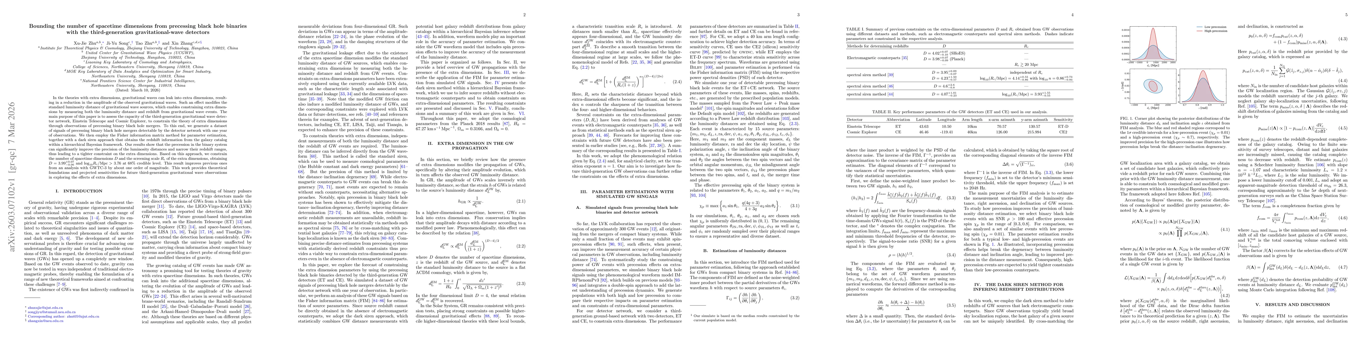 Thumbnail for Bounding the number of spacetime dimensions from precessing black hole binaries with the third-generation gravitational-wave detectors