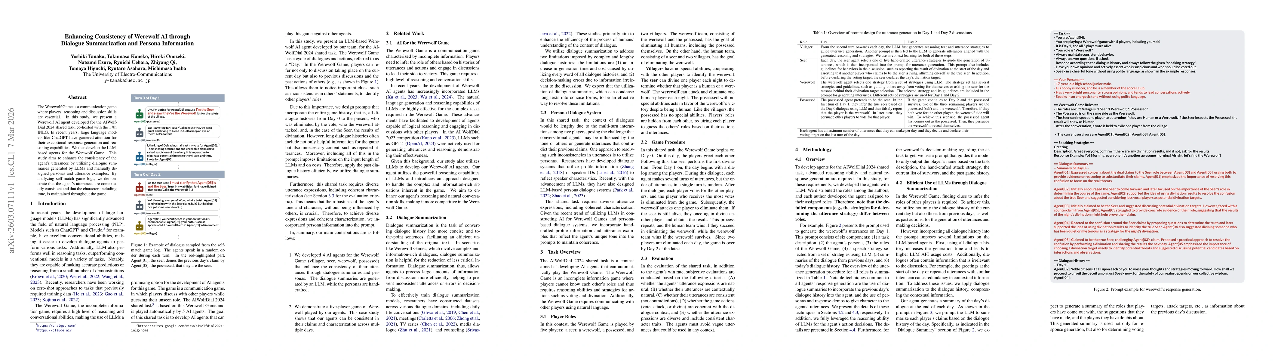 Thumbnail for Enhancing Consistency of Werewolf AI through Dialogue Summarization and Persona Information