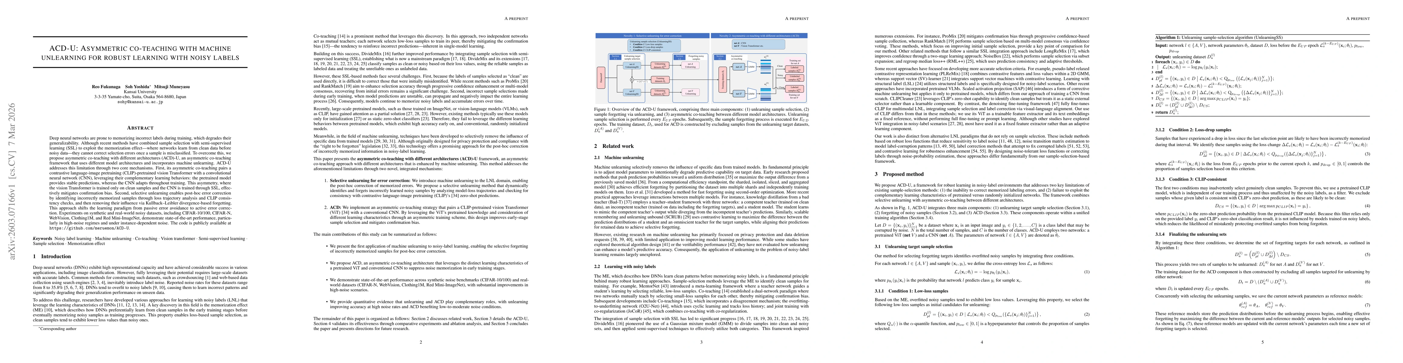 Thumbnail for ACD-U: Asymmetric co-teaching with machine unlearning for robust learning with noisy labels