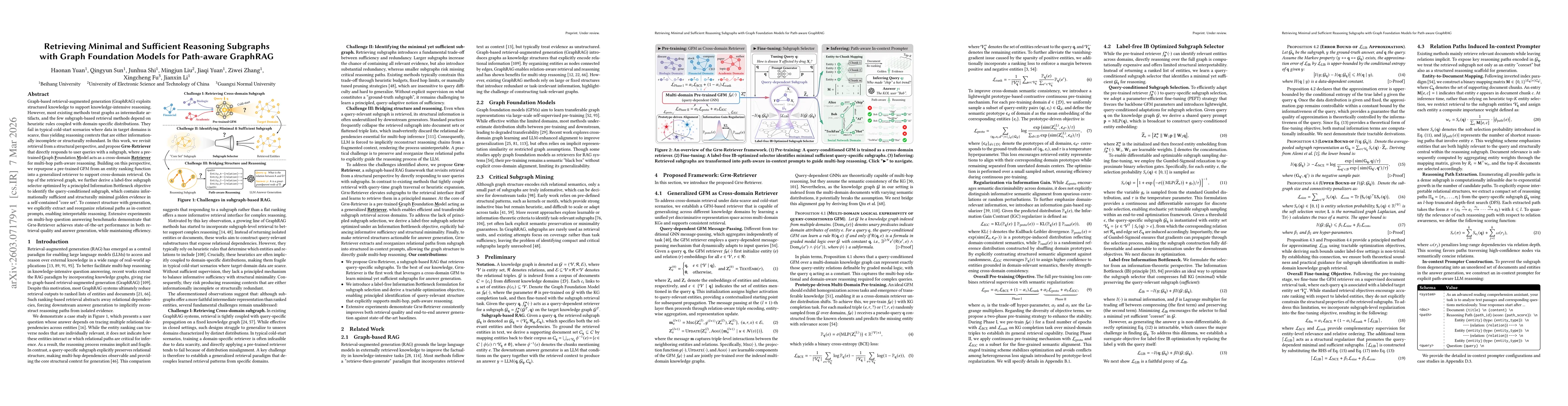 Thumbnail for Retrieving Minimal and Sufficient Reasoning Subgraphs with Graph Foundation Models for Path-aware GraphRAG