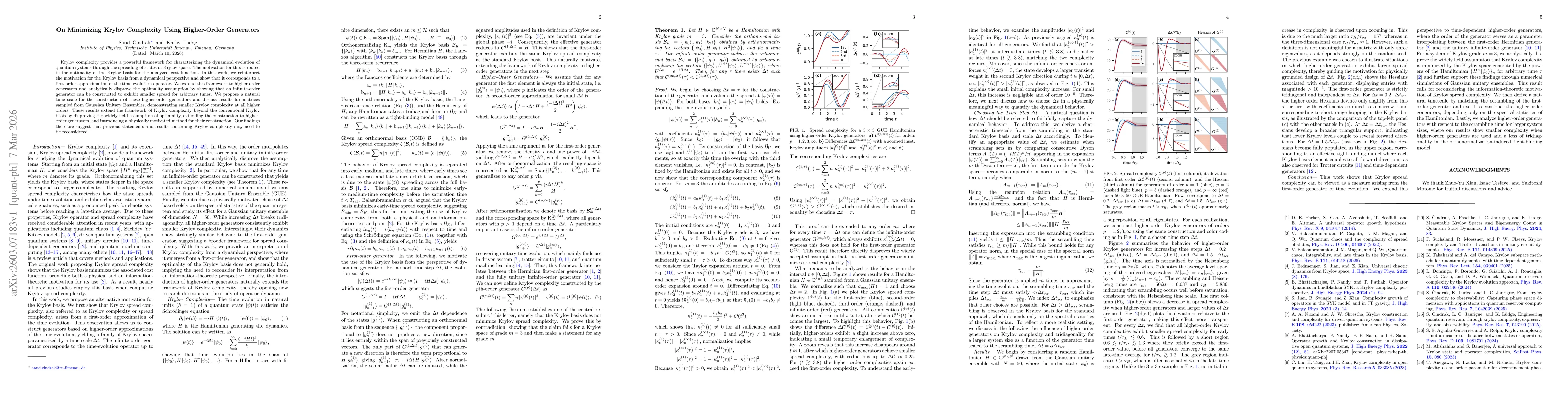 Thumbnail for On Minimizing Krylov Complexity Using Higher-Order Generators