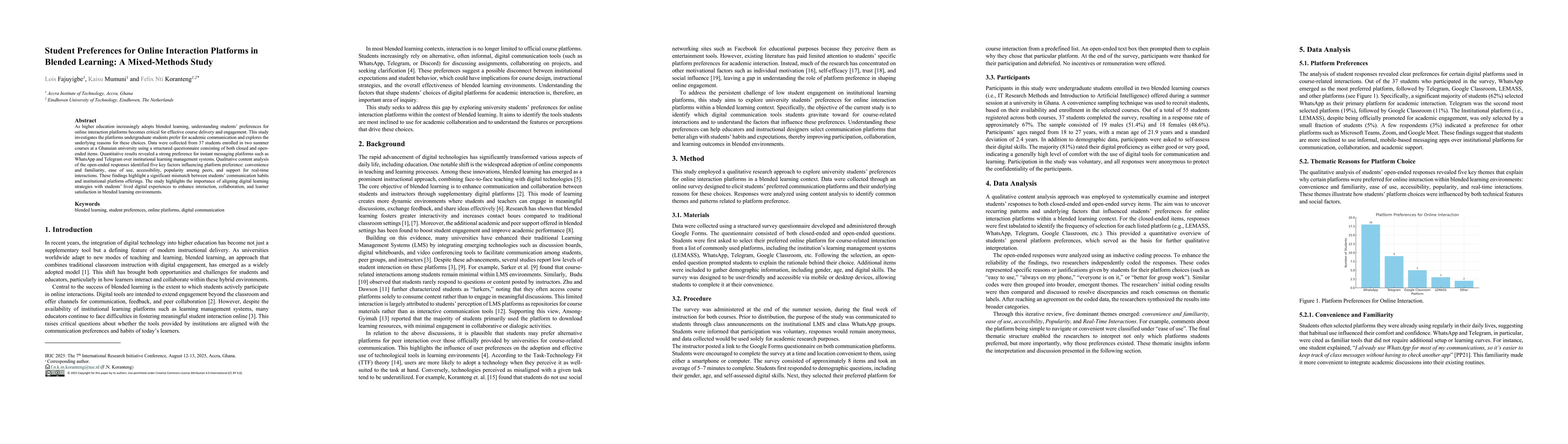 Thumbnail for Student Preferences for Online Interaction Platforms in Blended Learning: A Mixed-Methods Study