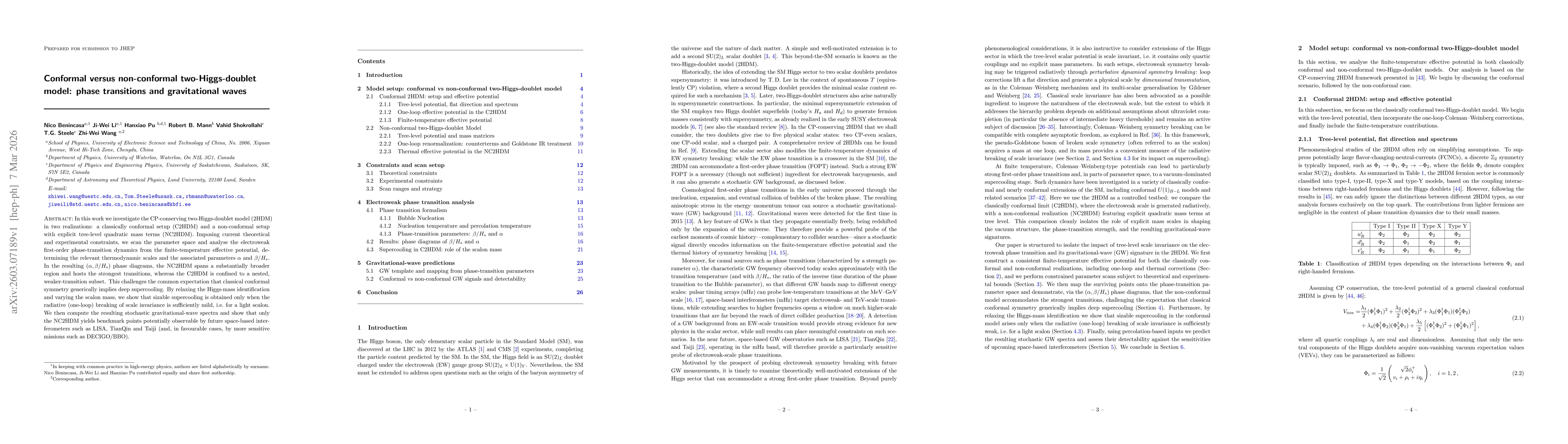 Thumbnail for Conformal versus non-conformal two-Higgs-doublet model: phase transitions and gravitational waves